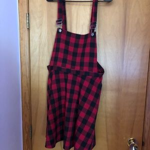 Plaid overall dress